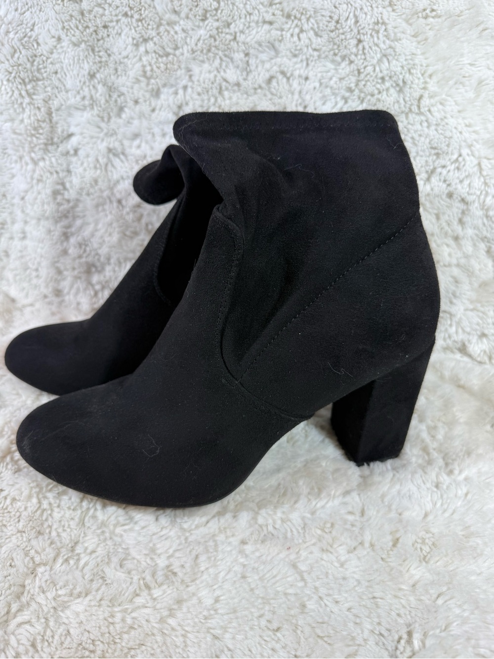 Women’s Black Suede Block Heel Ankle Boots